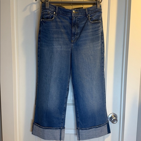 *NEW* LOFT Outlet High Rise Wide Leg Crop Cuffed Jeans Size 14P - Picture 1 of 8